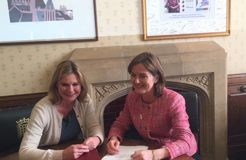 Lucy Allan and Justine Greening 