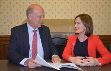 Lucy Allan discussing Telford's transport links with the Transport Secretary