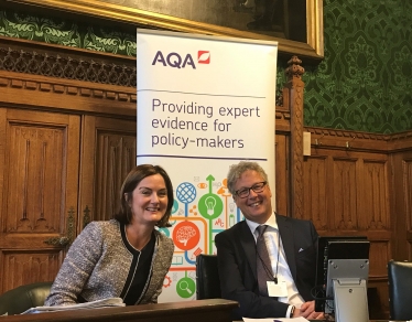 Lucy Allan with Professor Toby Salt, Chief Executive of AQA 
